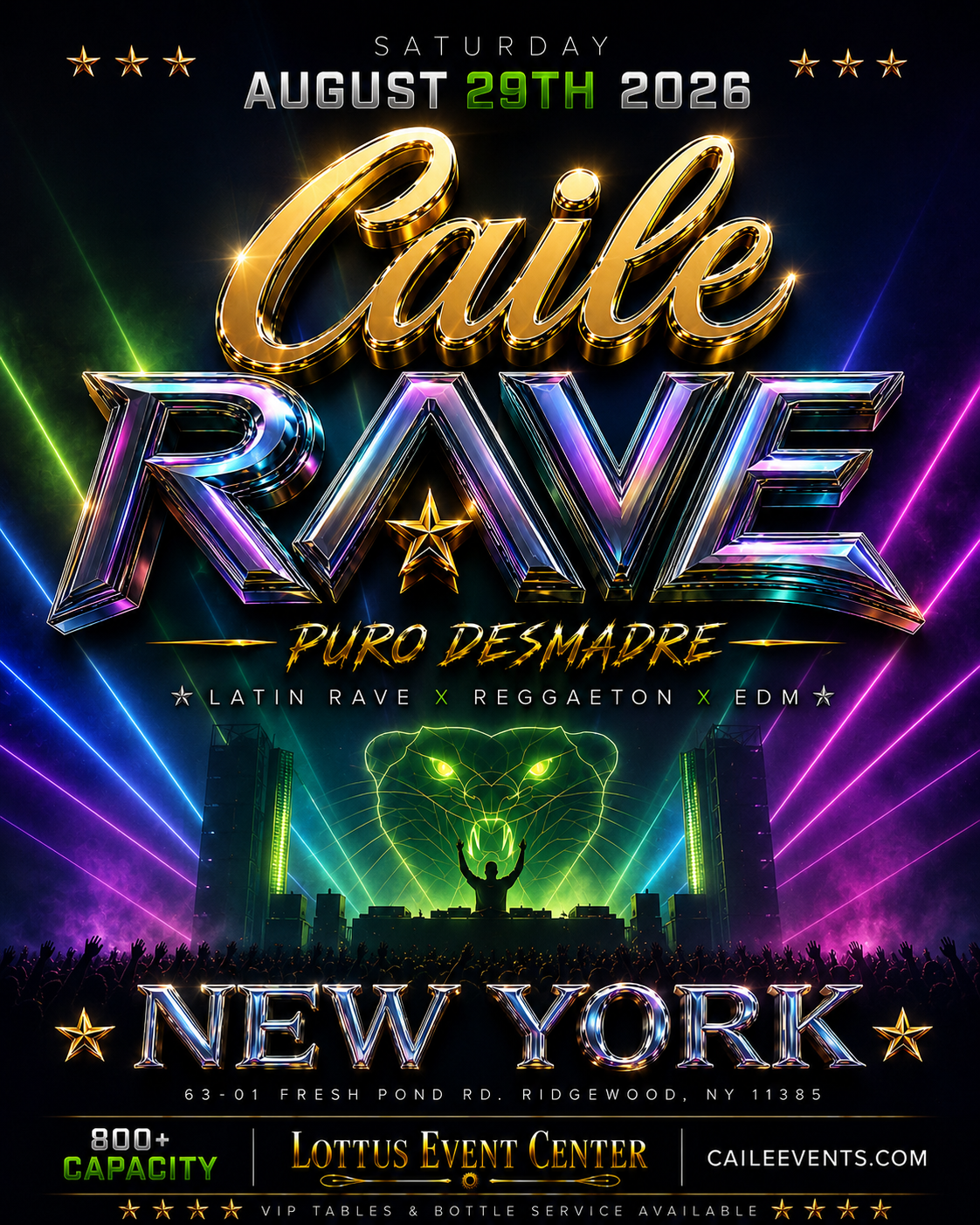 CAILE RAVE Puro Desmadre — official flyer
